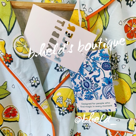 Roller Rabbit Citrus Hearts Polo Pajamas in Light Blue Size S Brand New NWT - Picture 5 of 17